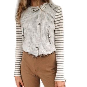 Nollie fringe zip up sweater